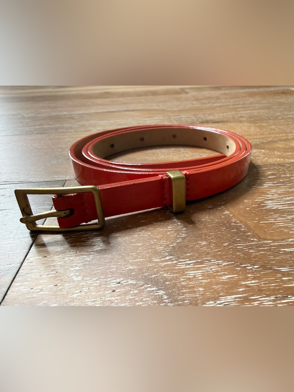 J. Crew Red Patent Leather Skinny Belt / Size Small